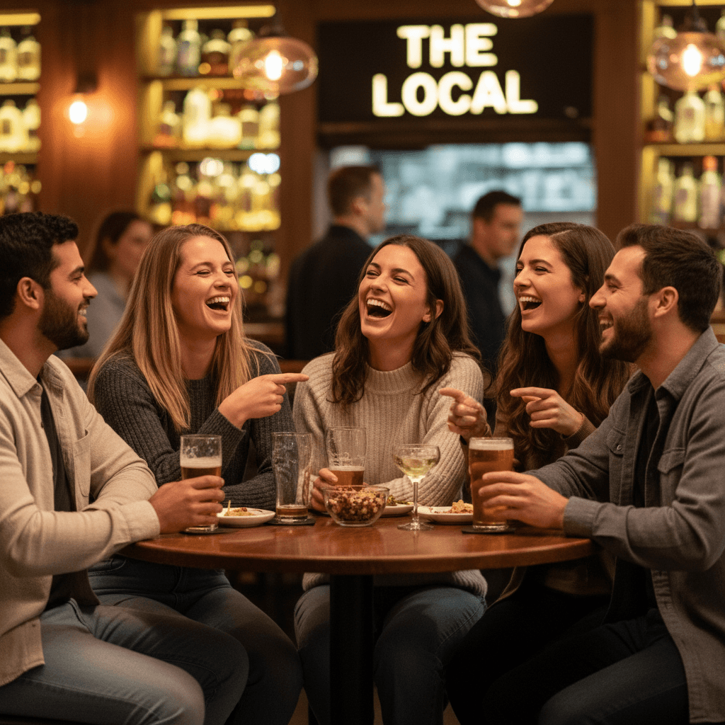 Friends gathering at P's and Q's