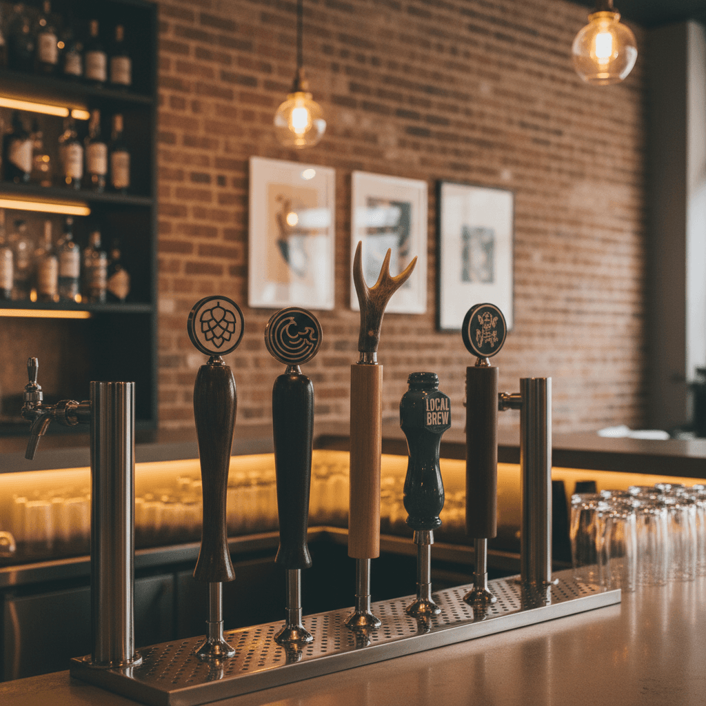 Tap handles at P's and Q's bar