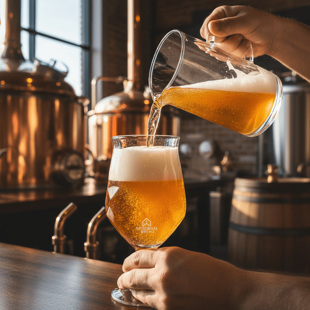 Fresh lager being poured