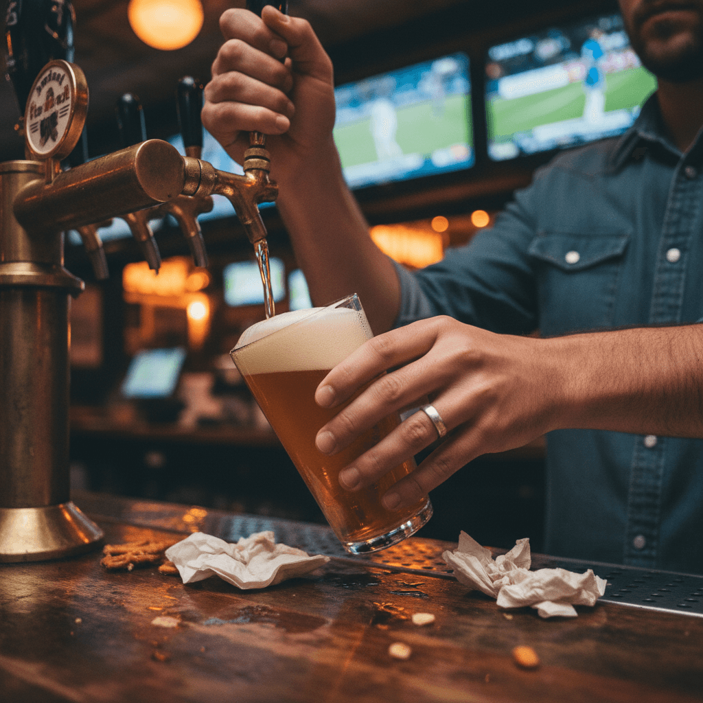 Beer tasting flight being served at P's and Q's Chicago