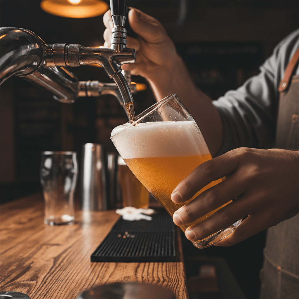 Selection of craft beers on display at P's and Q's
