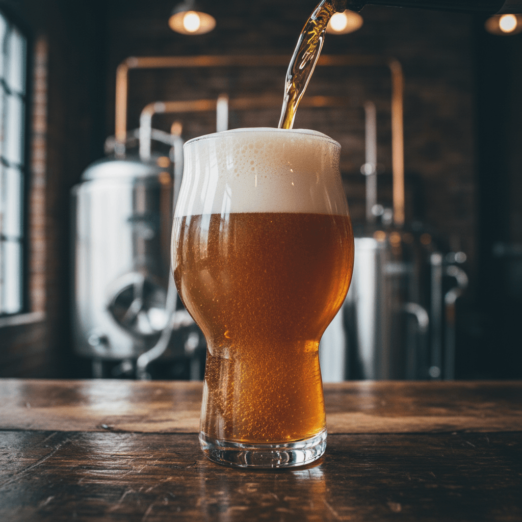 Fresh craft beer pour at the P's and Q's tap